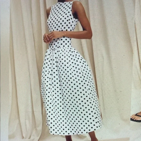 PrettyLittleThing Black and White Polka Dot dress - Picture 1 of 7